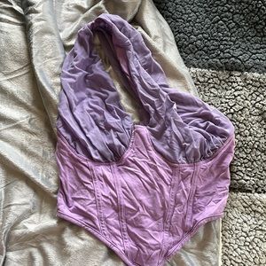 purple and mesh corset shirt